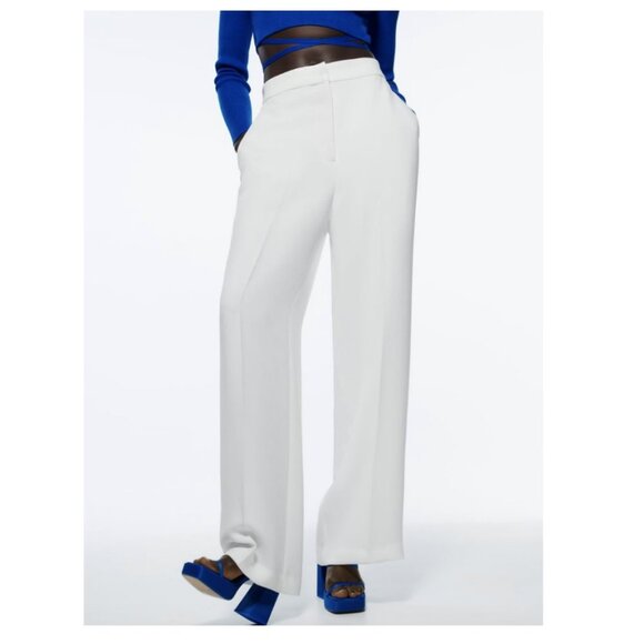 ZARA FLOWY High-Waisted WIDE LEG MENSWEAR STYLE PANTS WHITE 2338/795 NWT Size XS - Picture 1 of 14